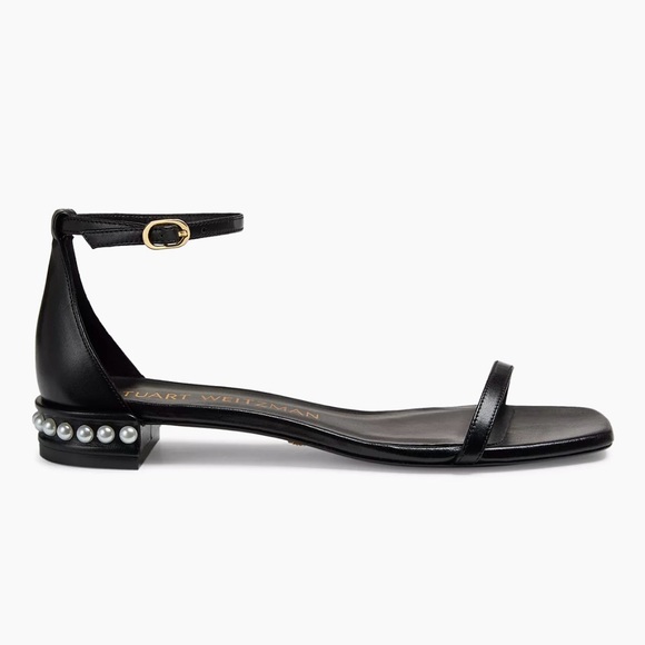 Stuart Weitzman Nudistcurve Pearl-Embellished Leather Sandals
